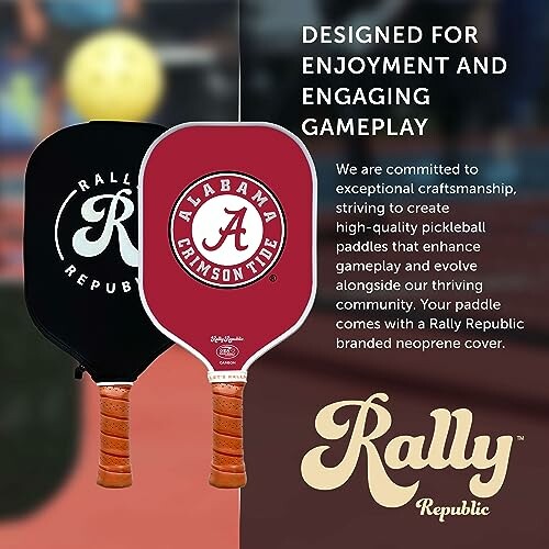 Rally Republic pickleball paddles with neoprene cover and engaging gameplay design.