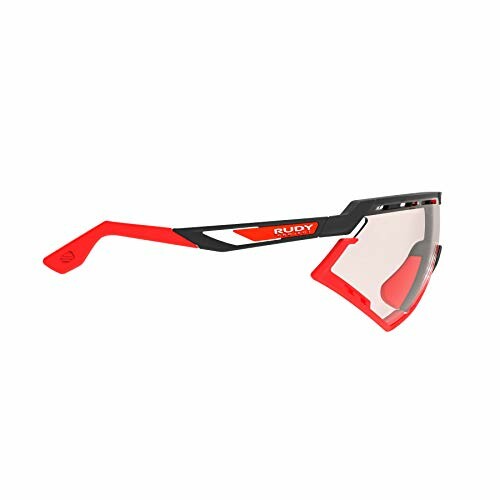 Red and black sport sunglasses with angular design