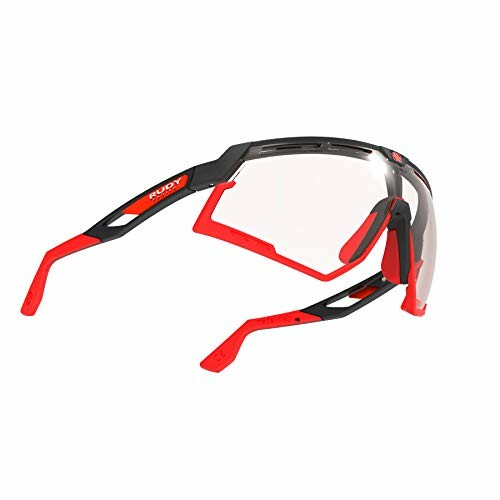 Red and black sports sunglasses with clear lenses