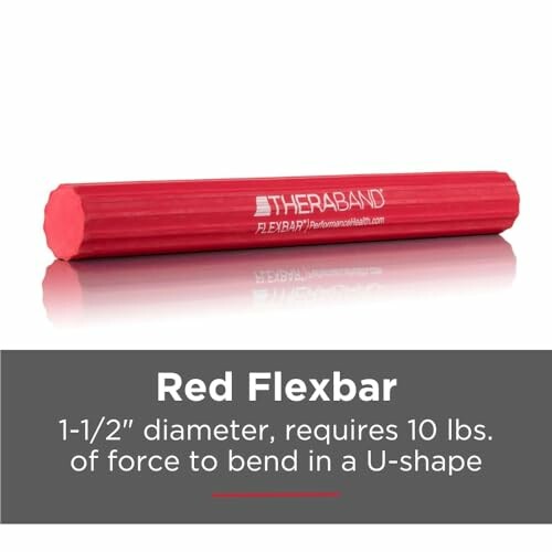 Red Flexbar exercise tool with specifications.