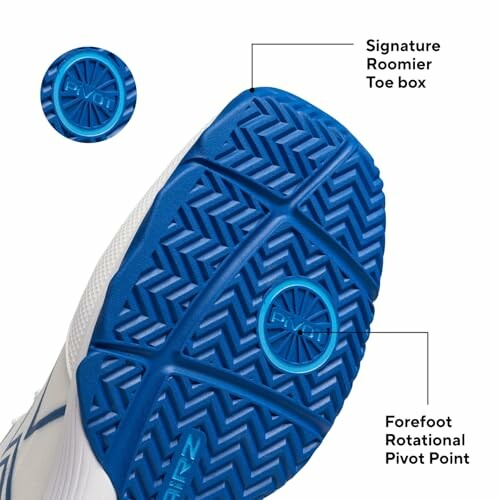 Close-up of shoe sole with pivot point and toe box.