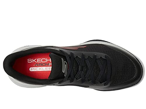 Top view of black Skechers pickleball shoe