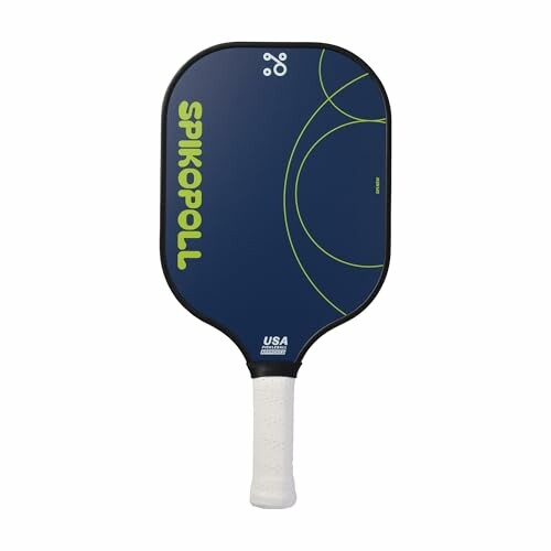 Spikopoll pickleball paddle with blue and green design for a fun and stylish game of pickleball.