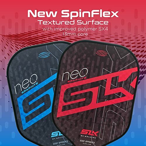 Two paddles with SpinFlex textured surface and improved polymer SX4 core