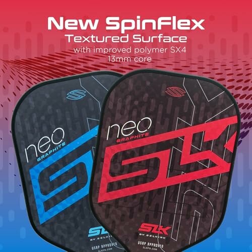 Two SLK Neo Graphite paddles with SpinFlex textured surface.