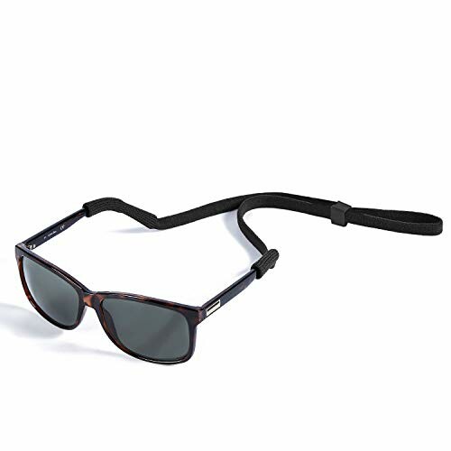 Sunglasses with black strap attached