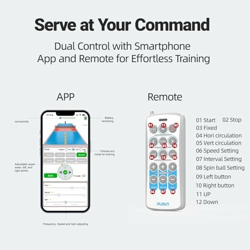 Table tennis trainer app and remote control interface for effortless training.