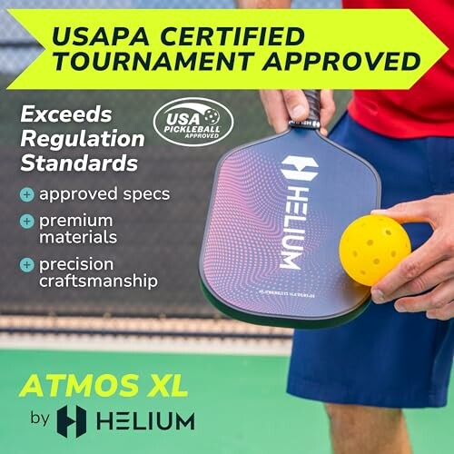 USAPA certified pickleball paddle approved for tournaments.