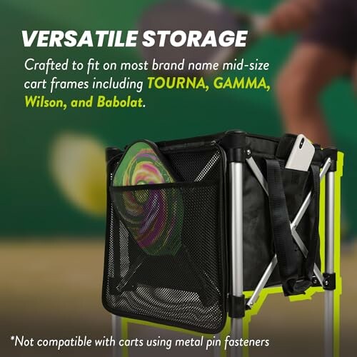 Versatile storage bag compatible with cart frames.